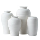 Axyaa White Round Handmade Terracotta Vase - Home Decor, Christmas Table Centerpiece