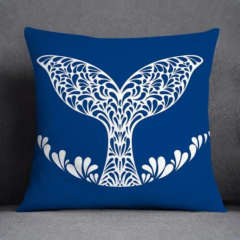 Axyaa Blue Mermaid Sailor Marines Polyester Pillowcase Home Office Decor