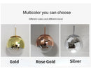 Axyaa Glass Ball Pendant Lights: Modern Electroplated, Gold/Silver/Rose, Kitchen Decor, Suspendu Lamp