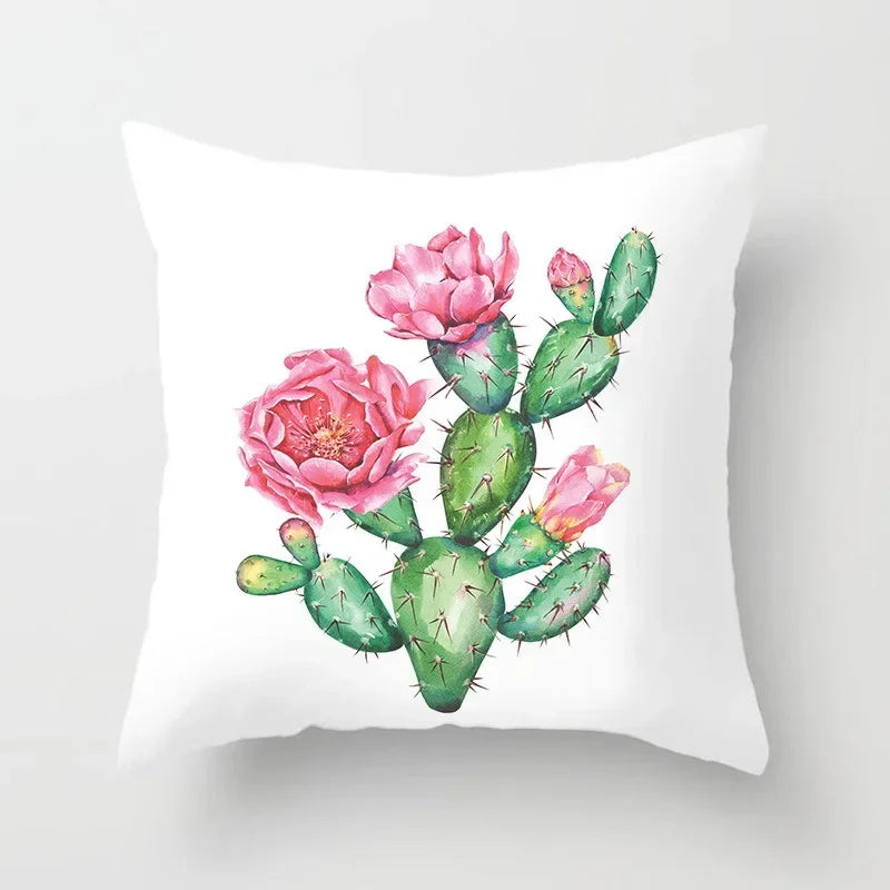 Axyaa Cactus Plants Pattern Cushion Cover Throw Pillow for Sofa Chairs