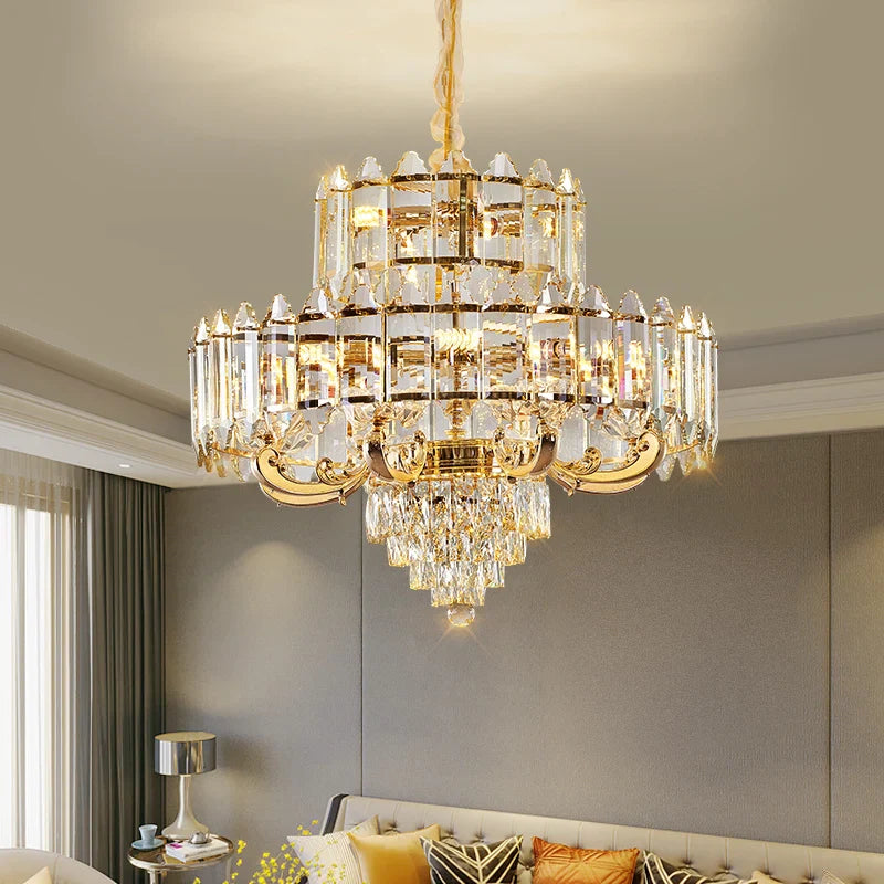 Axyaa Crystal Chandelier: Luxury LED Pendant Lamp for Living, Dining & Bedroom