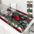 Axyaa Christmas Fir Desk Drain Pad: Non-slip Kitchen Counter Mat for Drying Dishware