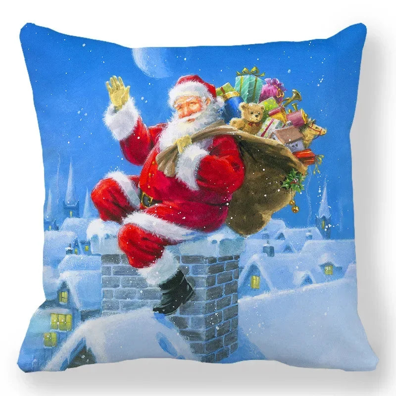 Axyaa Santa Print Pillowcase for Christmas and New Year Decor