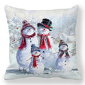 Axyaa Snowmen Winter Scene Pillowcase: Sofa, Bedroom, Car Cushion Cover