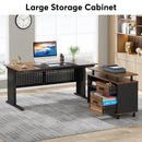 Axyaa Executive L-Shaped Desk with File Cabinet, Storage Shelves & Drawers