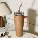 Axyaa Vacuum Insulated Tumbler - Stainless Steel Thermal Cup for Water, Coffee, Tea -  Straw, Handle