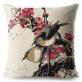 Axyaa Vintage Floral Bird Linen Cushion Cover - 45*45cm