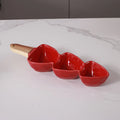 Axyaa Ceramic Handle Bowl Snack Plate with Bamboo & Wood Handle
