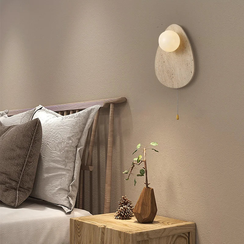 Axyaa Stone Art Wall Lamp with Glass Lampshade and LED Light