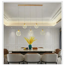 Axyaa Gold Finish Crystal Pendant Light: Modern LED Chandelier for Kitchen Dining Room