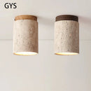 Axya Stone Wood Round Ceiling Light for Living Room & Corridor