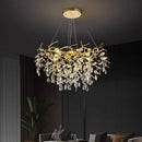 Axyaa Branch Crystal LED Chandelier Golden Finish for Indoor Lighting