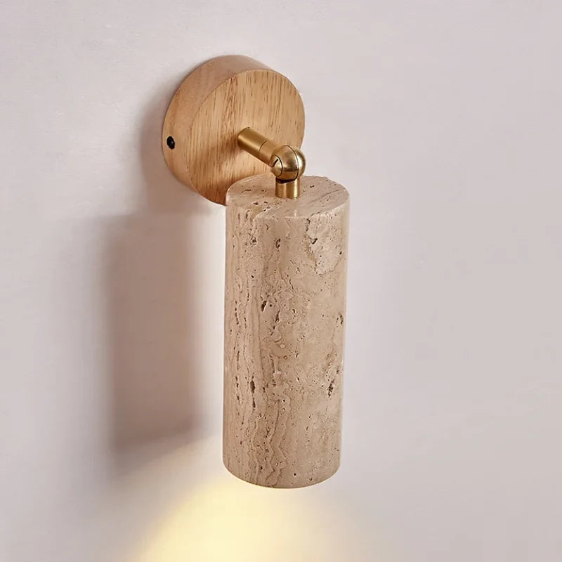 Axyaa LED Wall Sconce Up Down Rotate Yellow Travertine Mirror Light