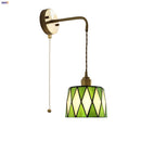 Axyaa Tiffany Glass LED Wall Sconce with Adjustable Wire, Pull Chain Switch - Modern Nordic Style