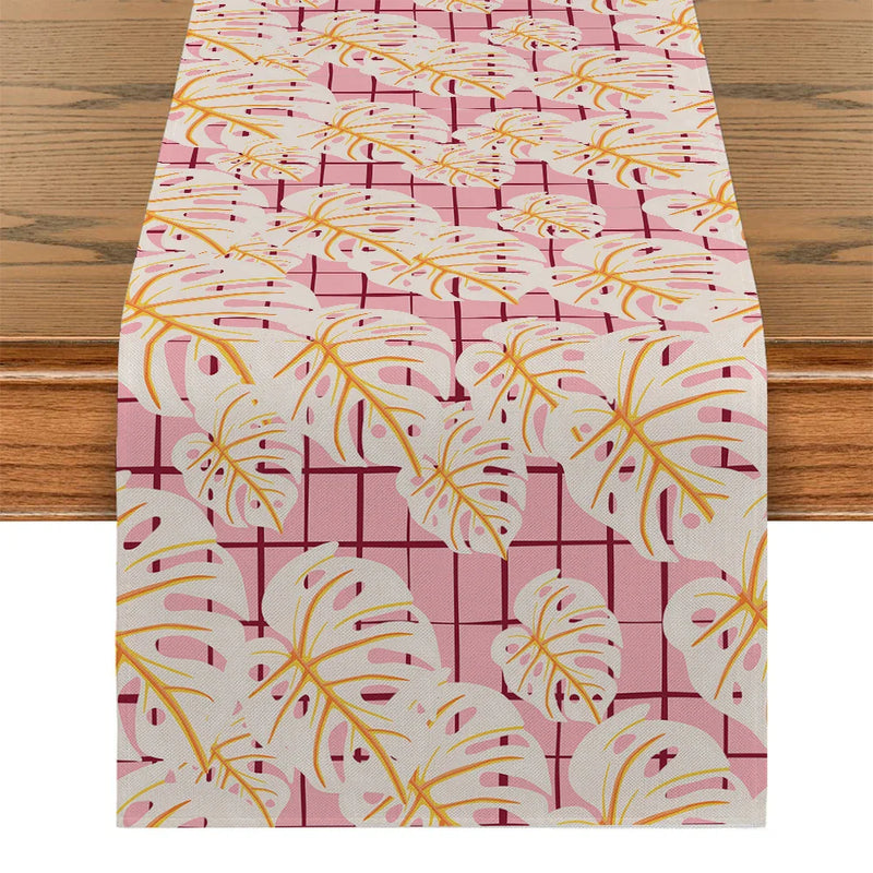 Axyaa Bamboo Lines Table Runner - Kitchen Dining Holiday Decor Flower Turtle Back