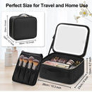 Axyaa LED Mirror Makeup Bag with Brush Holder - Waterproof Cosmetic Organizer