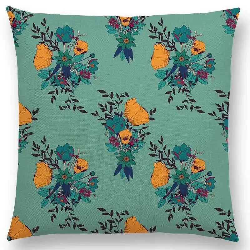 Axyaa Botanical Floral & Butterfly Cushion Cover - Home Decor Sofa Pillow Case