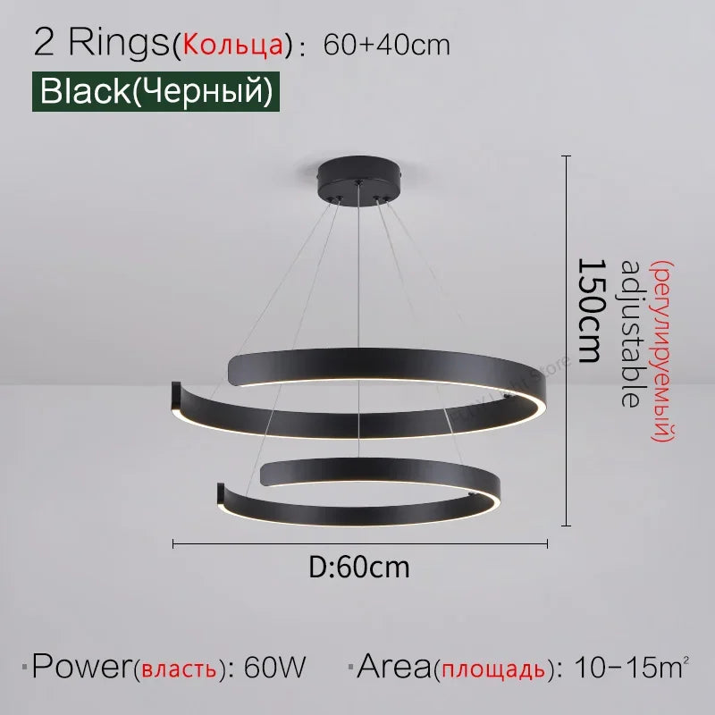 Axyaa Circular C-shaped Pendant Light for Modern Living Room & Dining Room