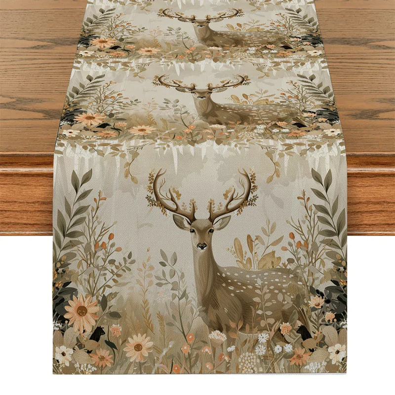 Axyaa Floral Deer Table Runner for Home Decoration and Wedding Parties