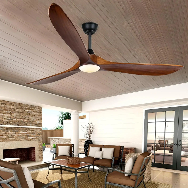 Axyaa 52" Wood 3-Blade Ceiling Fan Light Remote Control for Bedroom Living Room