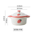 Axyaa Double Ear Ceramic Bowl with Lid for Kids and Food Storage