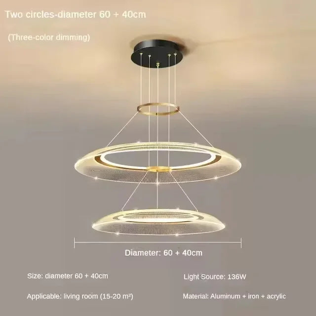 Axyaa Aluminum LED Pendant Lamp: Modern, Simple Design for Living & Dining Rooms