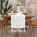 Axyaa Striped Jacquard Table Runner with Tassels for Elegant Home Decor