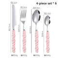 Axyaa 24-Piece Pearl Handle Luxury Cutlery Set - Stainless Steel Knife Fork Spoon Shell Spoon Kit