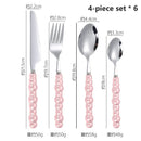 Axyaa 24-Piece Pearl Handle Luxury Cutlery Set - Stainless Steel Knife Fork Spoon Shell Spoon Kit