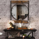 Axyaa Round Wood Metal Frame Mirror for Entryway Hallway Bedroom