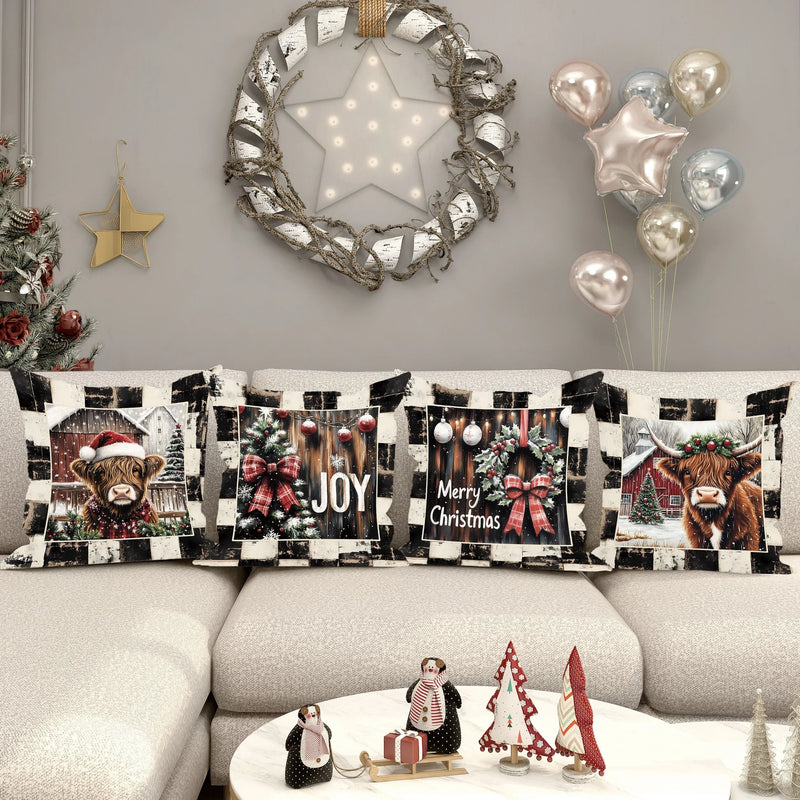 Axyaa Christmas Theme Pillowcase Gift Home Decor Sofa Cushion Cover