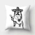 Axyaa Black & White Cat Pattern Cushion Cover for Living Room, Bedroom & Sofa