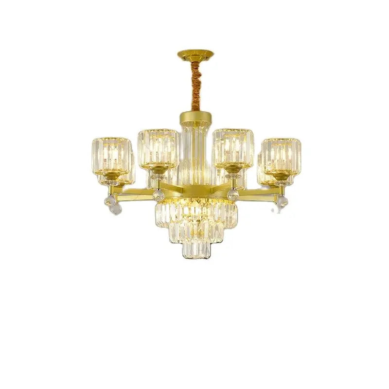 Axyaa Crystal Chandelier 2024: Elegant Light Luxury Villa Hall Lamp.