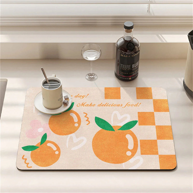 Axyaa Cartoon Print Kitchen Coasters Set for Glasses and Dishes