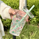 Axyaa Tritan Tumbler Cup with Straw & Lid Transparent Plastic for Cold Beverages