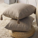 Axyaa Linen Tassel Euro Sham Pillow Covers Square Decorative Neutral Pillowcases