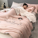 Axyaa Silk Embroidery Summer Quilt: Smooth & Cool Solid Blanket for Bed