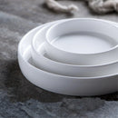 Axya White Porcelain Serving Plate Round Western Steak Tray Dinner Plate