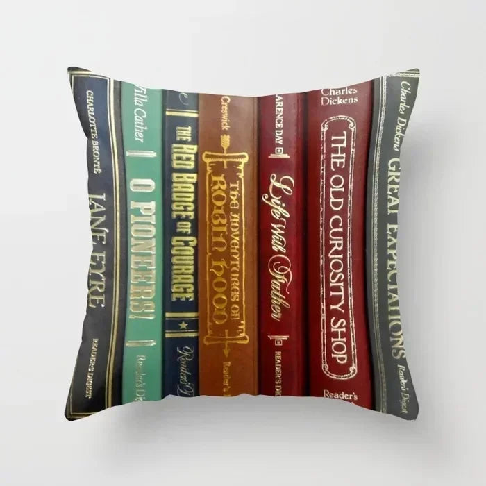 Axyaa Retro Library Pattern Pillowcase for Home and Office Decor