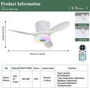 Axyaa Bluetooth Speaker RGB Ceiling Fan Light Remote Control - LED Fan Lamp