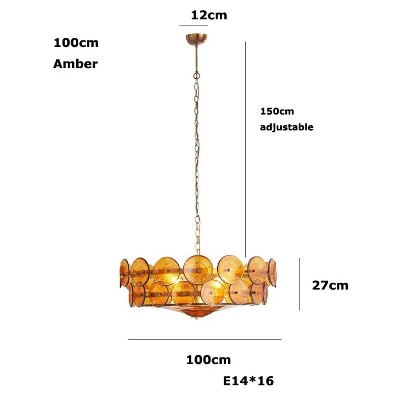 Axyaa Retro Glass Chandelier, Designer Colored Glass Pendant Light for Living Room