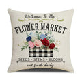 Axyaa Spring Flowers Linen Pillowcase: Bike Truck Print Cushion Cover 45x45CM