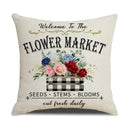 Axyaa Spring Flowers Linen Pillowcase: Bike Truck Print Cushion Cover 45x45CM