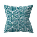 Teal Blue Green Floral Stripe Geometric Pillowcase by Axyaa for Home Decor