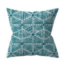 Teal Blue Green Floral Stripe Geometric Pillowcase by Axyaa for Home Decor