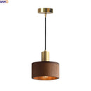 Axyaa Brass LED Pendant Light with Walnut Wood Accent - Vintage Interior Lighting