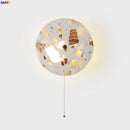 Axyaa LED Wall Lamp - Nordic Modern Design with Pull Chain Switch, Terrazzo Pattern for Living Room, Bathroom, Stair Lights