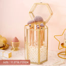 Axyaa Glass Makeup Brush Holder & Organizer: Cosmetic Desk Container for Lipstick, Eyebrow Pencil