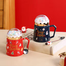 Santa Claus Ceramic Mug Set by Axyaa: Festive Lid, Spoon, Perfect X'mas Gift