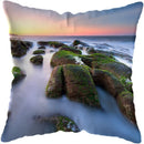 Axyaa Moonlit Waterfall Mountain Landscape Pillow Covers